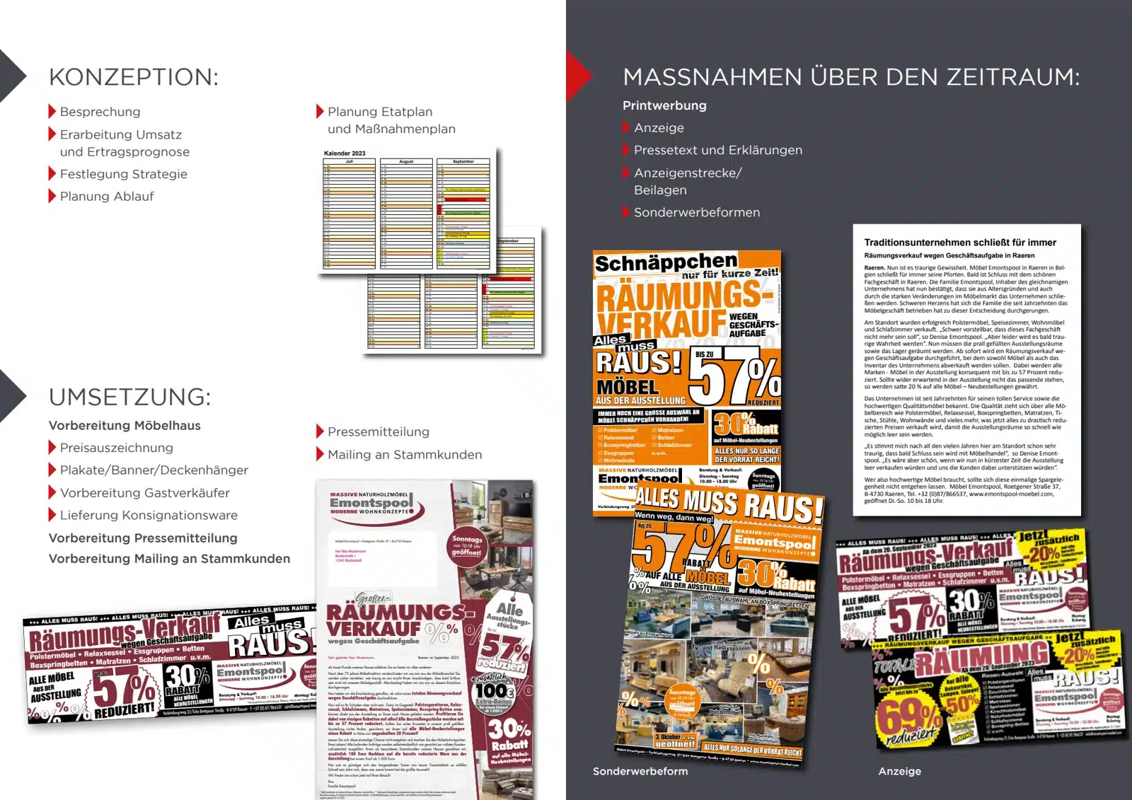 Konzept Möbel Emontspool – Maßnahmen und Werbemittel Konzept Möbel Emontspool – Maßnahmen und Werbemittel