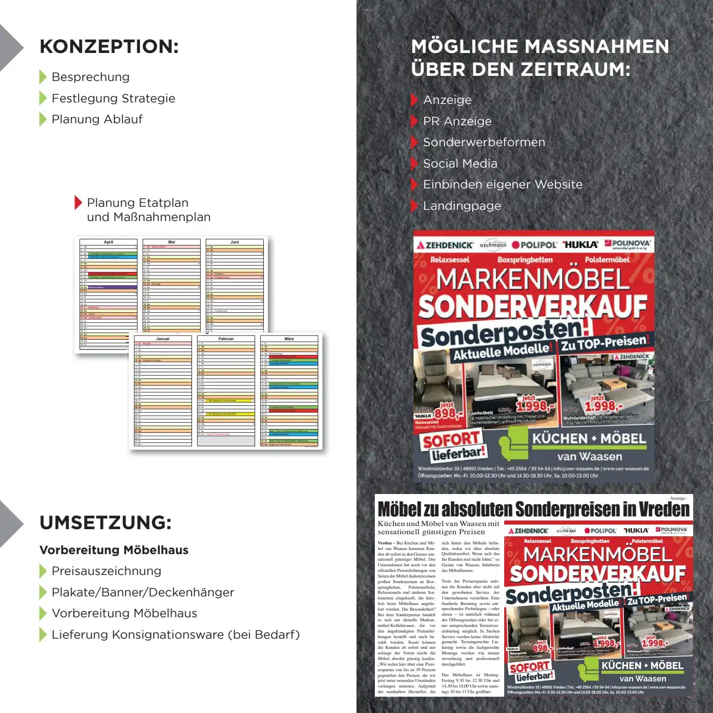 Konzept Polster-Sonderverkauf – Maßnahmen und Werbemittel Konzept Polster-Sonderverkauf – Maßnahmen und Werbemittel